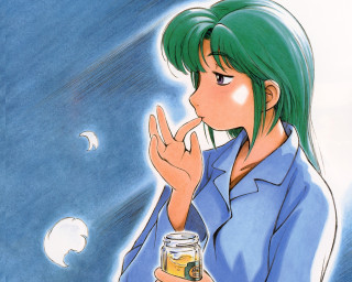 Green hair honey bubbles manga - green hair holding free wallpaper