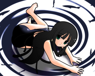 Woman black dress fish circle - fish free wallpaper