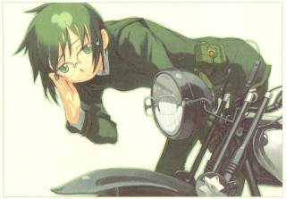 Green man motorcycle portrait eyewear - yukito kishiro free wallpaper for desktop