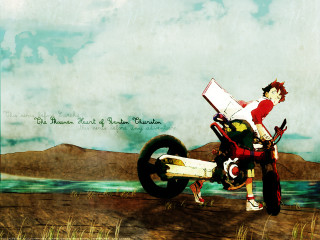 Motorcycle beach romanticism anime man - the back of its free wallpaper