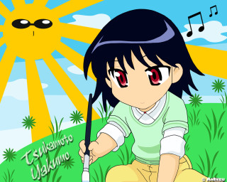 Girl baseball bat field sun - anime art free wallpaper