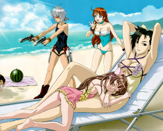 Beach girls watermelon summer bikini - top of a beach next free wallpaper