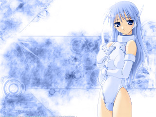 Anime girl blue hair white 4 - yukito kishiro free wallpaper for desktop