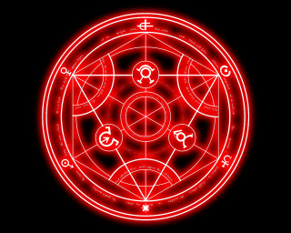 Red circle symbols glow clock - symbol free wallpaper