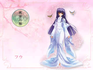 Woman butterfly kimono portrait sakura - a white frame free wallpaper