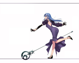 Purple dress blue hair black - graceful free wallpaper