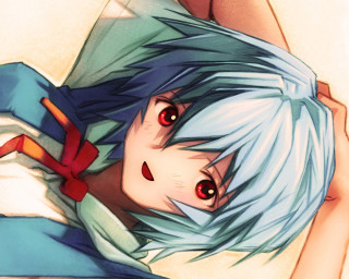 Anime girl blue hair red 4 - text free wallpaper