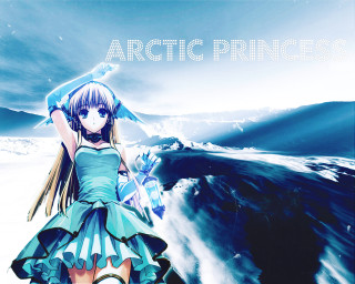 Girl snow blue umbrella dress - a blue sky behind her free wallpaper for desktop