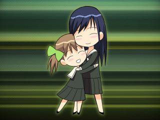 Hugging couple green background chibi - a green background behind them free wallpaper
