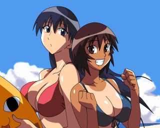 Two anime girls beach sky 2 - a fish free wallpaper