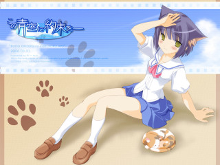 Girl beach pawprint animalears schooluniform - a girl in a school uniform free wallpaper