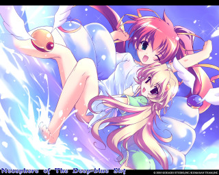 Anime snow characters bird girl - above them free wallpaper