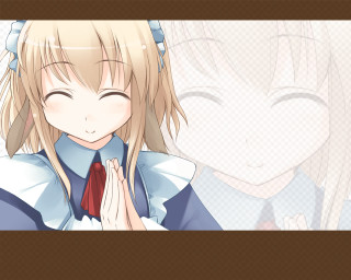 Blonde girl praying red tie - a picture frame free wallpaper