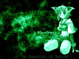 Huntress nature fox ears glowing - anime art style free wallpaper