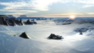 Snowy mountains cloudy sky sunlight - snow under a cloudy sky free wallpaper