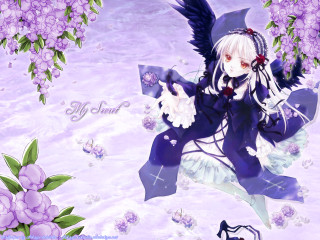 Anime girl white hair blue 16 - white hair free wallpaper