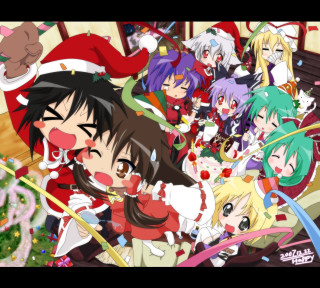 Anime christmas group santa reindeer - free christmas wallpaper for tablet