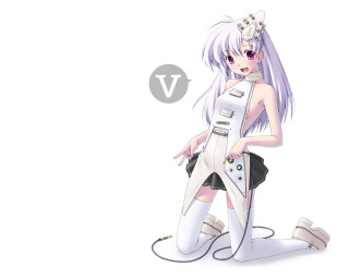 White haired woman kneeling purple - a white object free wallpaper