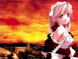 Gothic anime woman dress sunset - a woman in a dress free wallpaper