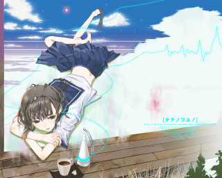 Woman laying ledge coffee sky - a ledge free wallpaper