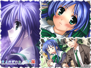 Anime group bluehair greeneyes eizan - green eye free wallpaper