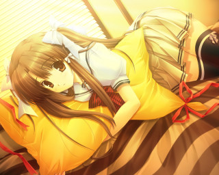 Girl bed yellow shirt red - a yellow shirt free wallpaper for desktop