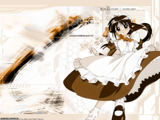 Girl cat maid dress sunset - her back and a cat free wallpaper