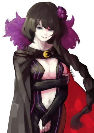 Purple haired woman furry cape - a red cape free wallpaper for mobile