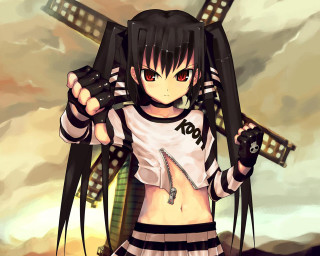Anime gothic girl beach gun - a cross free wallpaper