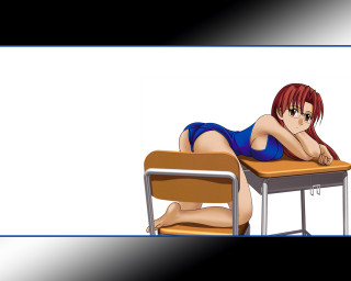 Woman barefoot swimsuit classroom chair - a chair in front free wallpaper