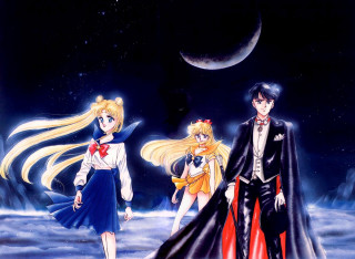 Sailor moon senshi night moon - a half moon in the sky free wallpaper