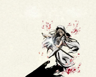 Woman sword hat blood shadows - blood splatter free wallpaper