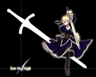 Anime saber excalibur blonde gothic - a sword and a sword blade free wallpaper for desktop