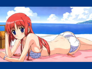 Woman beach suitcase blue sky - a beach next free wallpaper