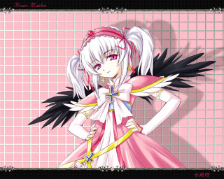 Anime pinkdress blackwings background grid - black wing free wallpaper