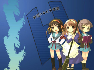 Girls umbrellas books blue background - a group of girls free wallpaper