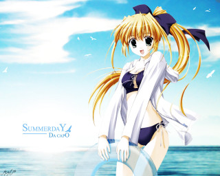 Beach bikini blonde hd anime - overhead free wallpaper