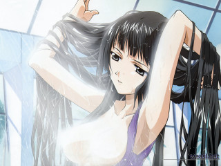 Woman black hair wind shower - long black hair free wallpaper