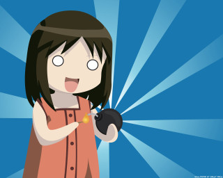 Cartoon girl black object smiling - a cartoon girl holding free wallpaper for desktop