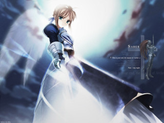 Anime saber armor blue dress - a black collar free wallpaper