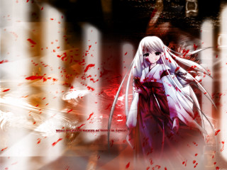 White dress blood splatters katana - anime free wallpaper