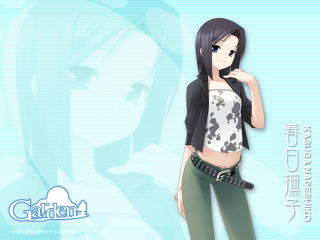 Girl gun blue background chizuko - a caption free wallpaper