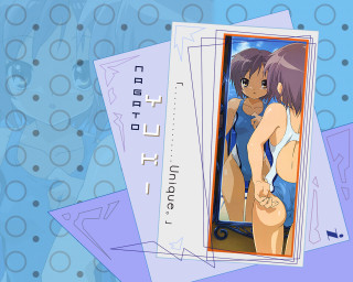 Kyotoanimation animecouple bluebackground swimsuit cellphone - background free wallpaper for desktop