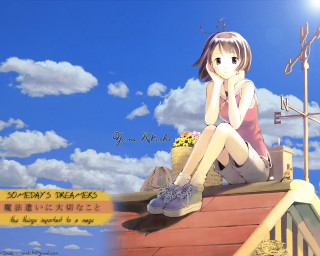 Girl roof sitting anime sky - a roof free wallpaper
