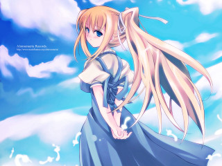Blonde girl clouds anime magical - the cloud free wallpaper