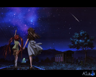Traintrack night stars building girls - free stars wallpaper
