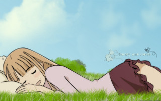 Girl grass blonde bangs sky - her eye free wallpaper for desktop