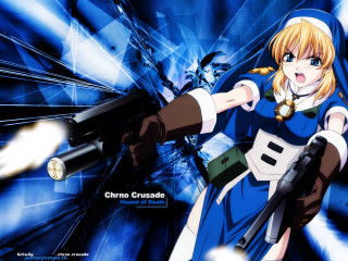 Anime girl gun blue background - a anime character holding free wallpaper