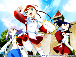 Anime girls castle sky blue - a castle free wallpaper