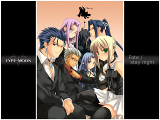 Anime gothic albumcover ufotable fate - a group of anime characters sitting next free wallpaper